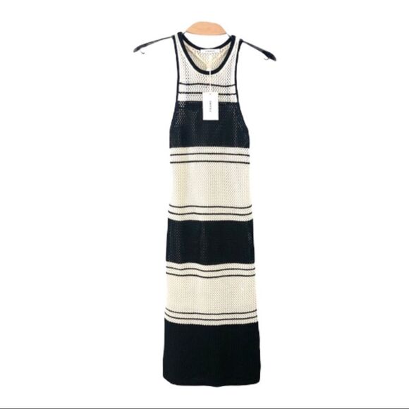 Nwt Frame Crochet Open Knit Striped Long Slim Fit Tank Dress Size XS - Picture 6 of 9